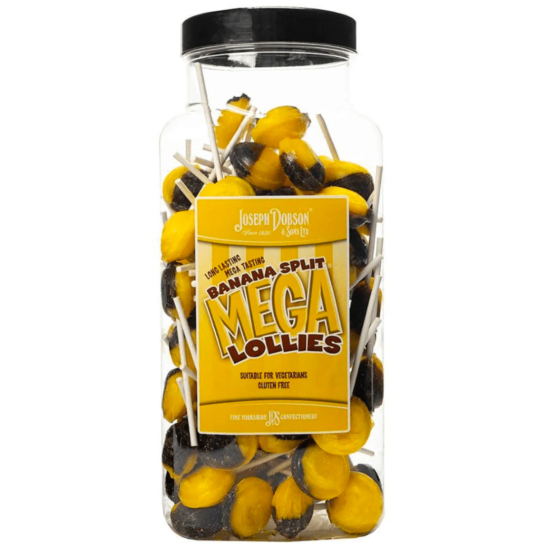 Dobsons Banana Split Mega Lollies Jar 1.9kg (90 Lollys)