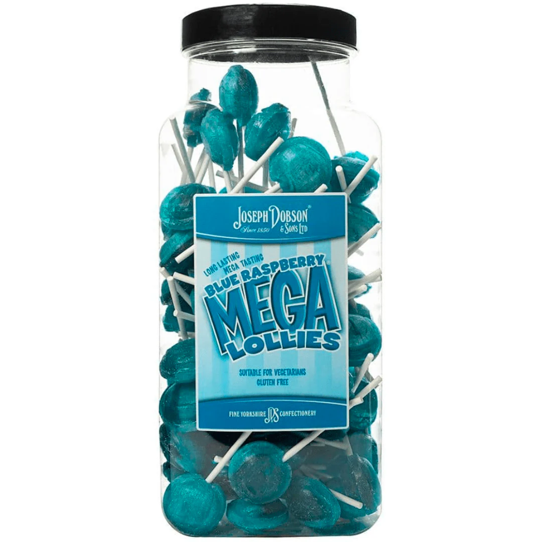 Dobsons Blue Raspberry Mega Lollies Jar 1.9kg (90 Lollys)