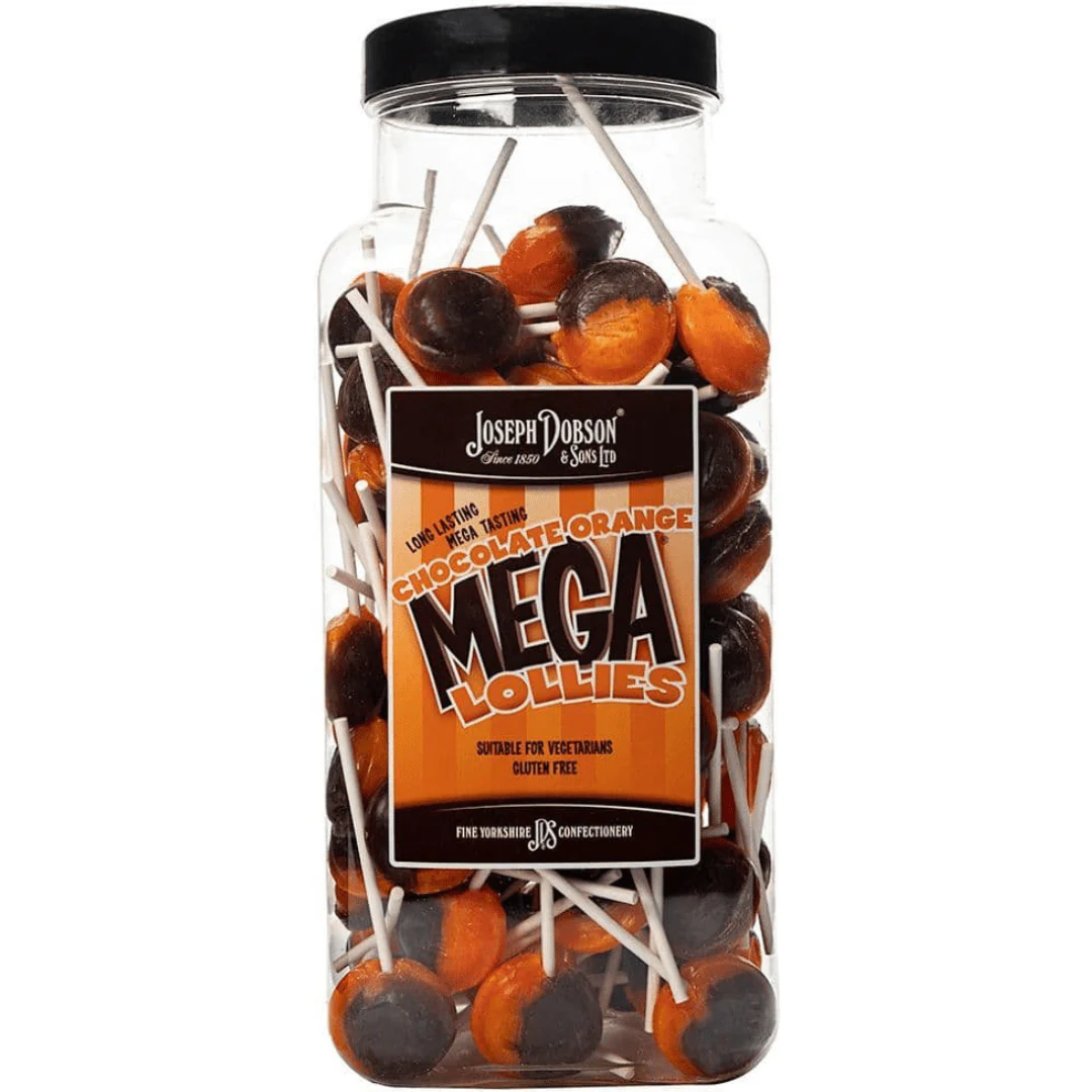 Dobsons Chocolate Orange Mega Lollies Jar 1.9kg (90 Lollys)