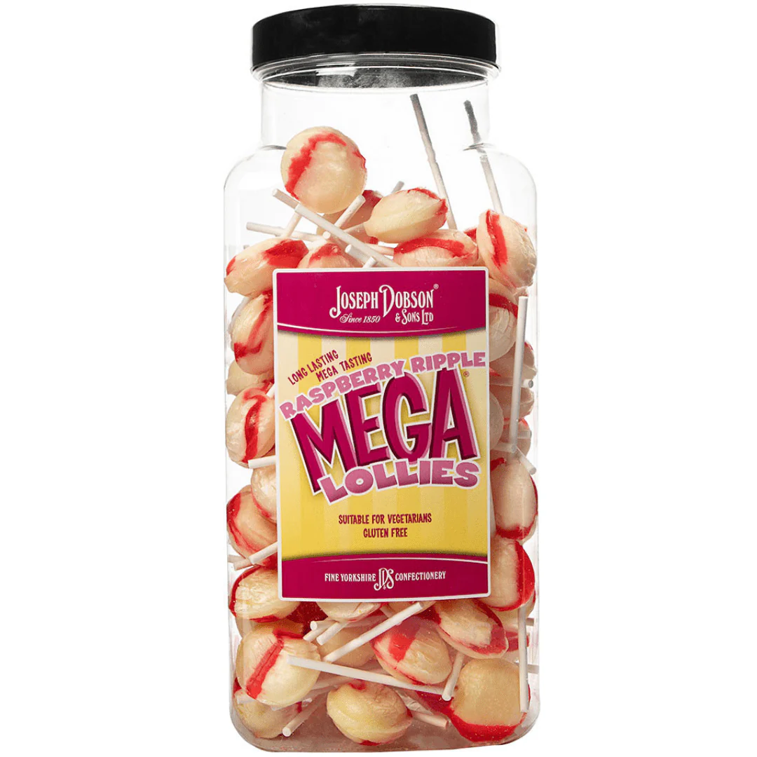 Dobsons Raspberry Ripple Ice Cream Mega Lollies Jar 1.9kg (90 Lollys)