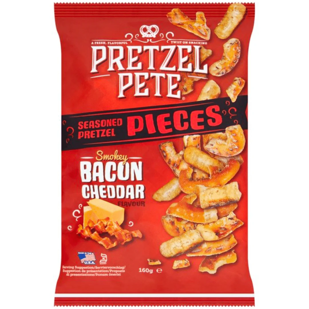 Pretzel Pete Smoky Bacon & Cheddar Pretzel Pieces Bag 160g