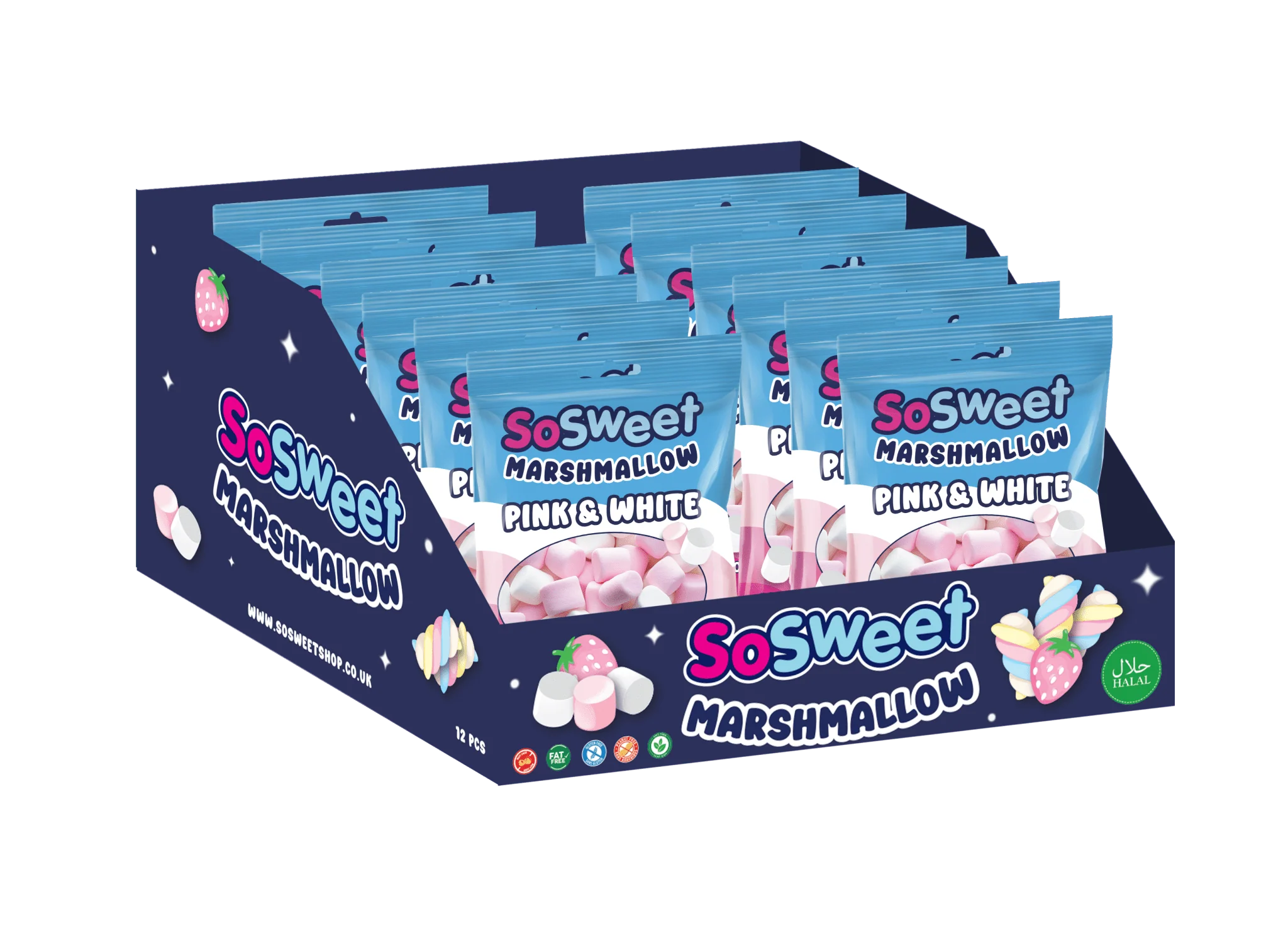 SoSweet Marshmallow Pink & White Peg Bag 140g (Case of 12)
