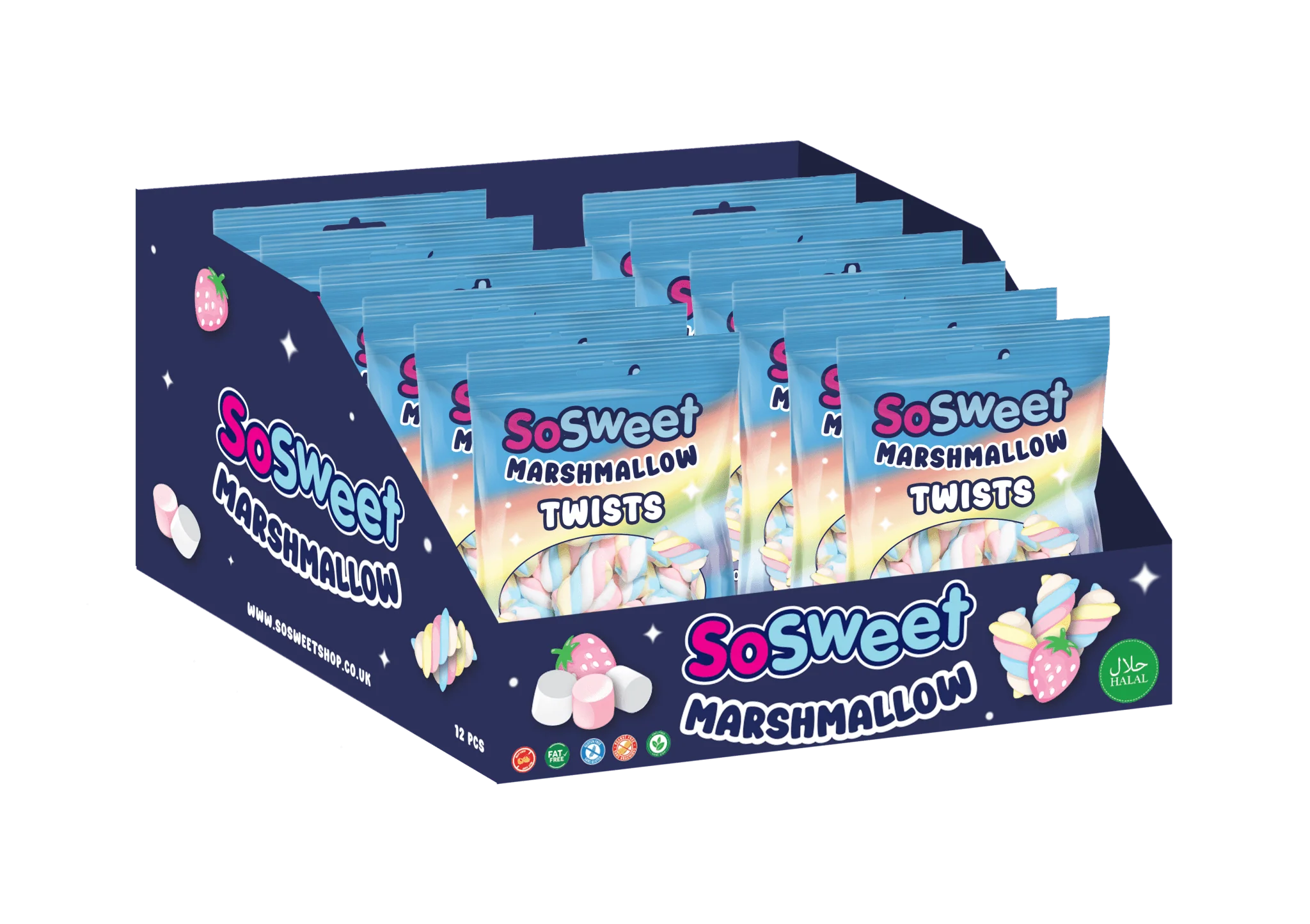 SoSweet Marshmallow Twists Peg Bag 140g (Case of 12)