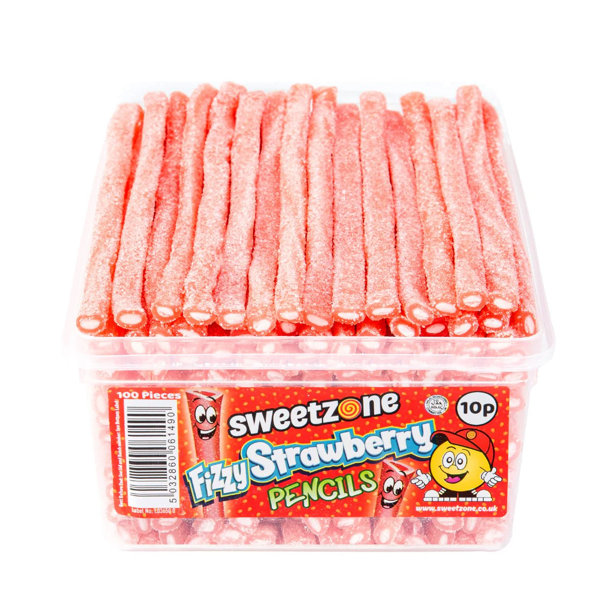 Sweetzone Fizzy Strawberry Pencils Tub 100pcs