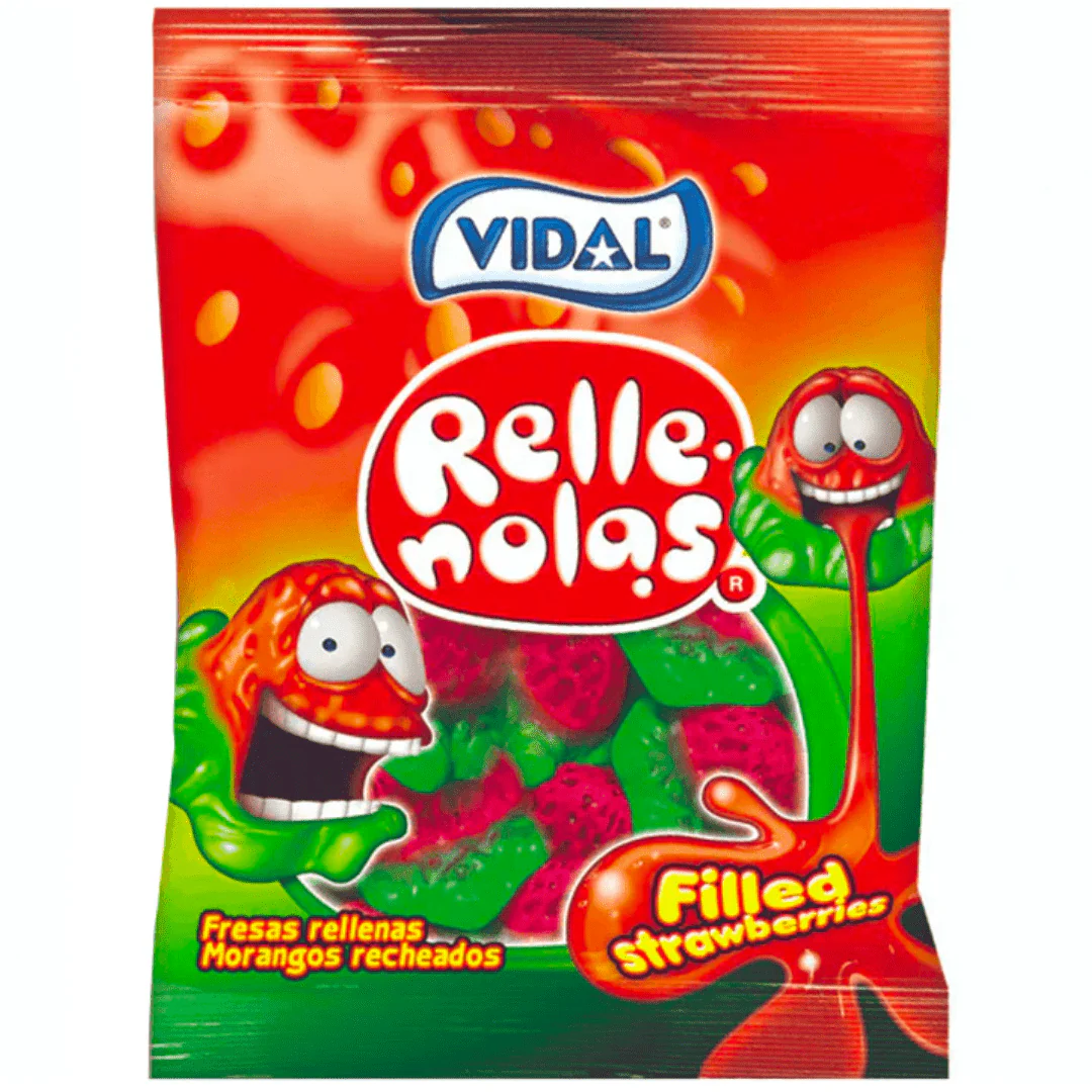 Vidal Jelly Filled Strawberries Peg Bag 90g