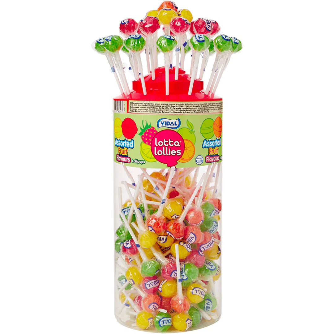 Vidal Lotta Lollies Assorted Fruit Flavours Tub 150pcs