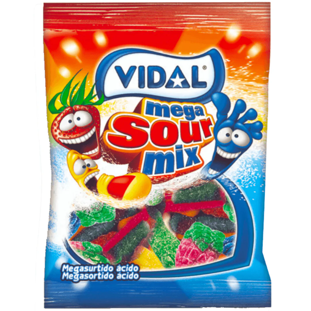 Vidal Mega Sour Mix Peg Bag 90g